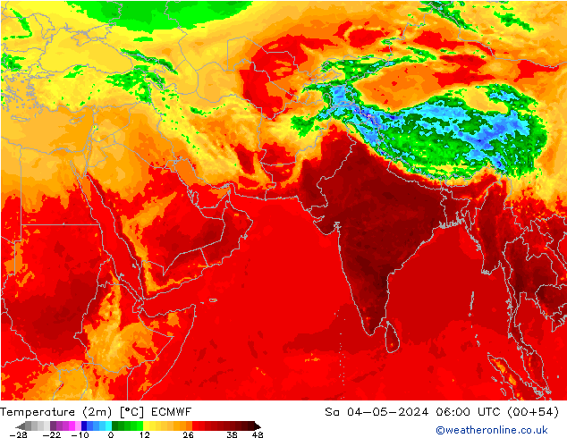 Sıcaklık Haritası (2m) ECMWF Cts 04.05.2024 06 UTC