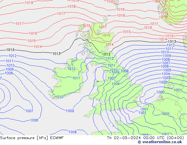 Surface pressure ECMWF Th 02.05.2024 00 UTC