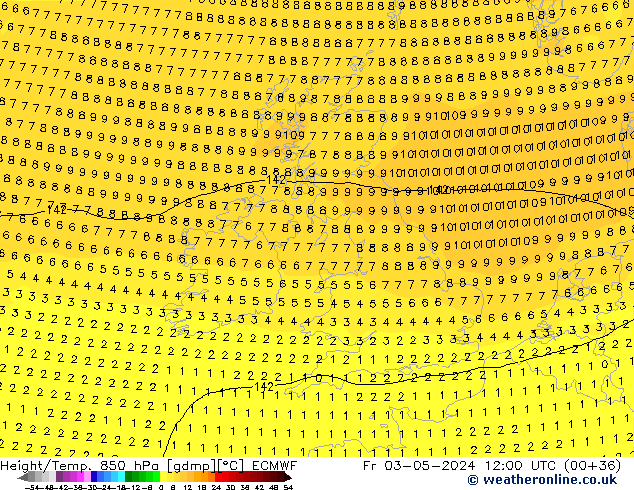 Z500/Rain (+SLP)/Z850 ECMWF Fr 03.05.2024 12 UTC