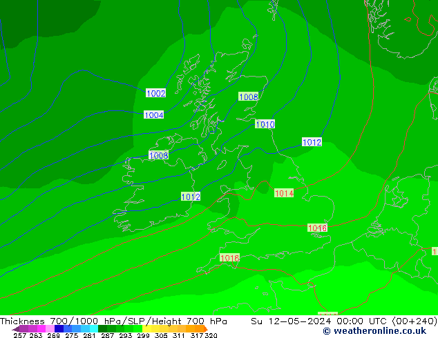 Thck 700-1000 hPa ECMWF Su 12.05.2024 00 UTC