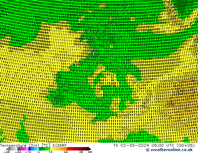 Temperature (2m) ECMWF Th 02.05.2024 06 UTC