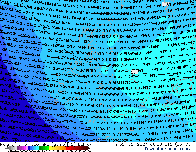 Z500/Rain (+SLP)/Z850 ECMWF Qui 02.05.2024 06 UTC