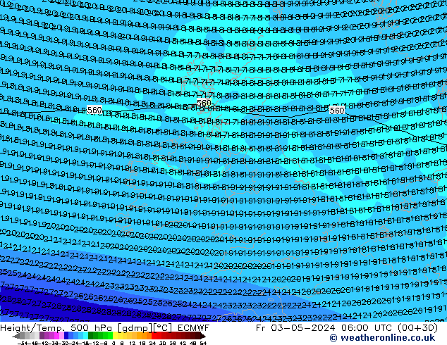 Z500/Yağmur (+YB)/Z850 ECMWF Cu 03.05.2024 06 UTC