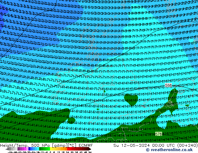 Z500/Regen(+SLP)/Z850 ECMWF zo 12.05.2024 00 UTC