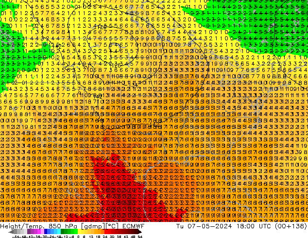 Z500/Rain (+SLP)/Z850 ECMWF Út 07.05.2024 18 UTC