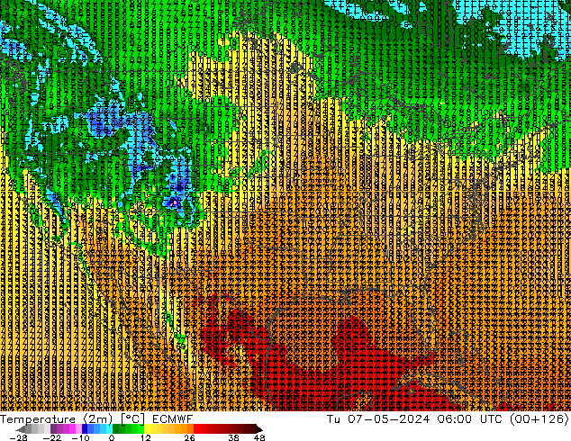 Temperature (2m) ECMWF Út 07.05.2024 06 UTC