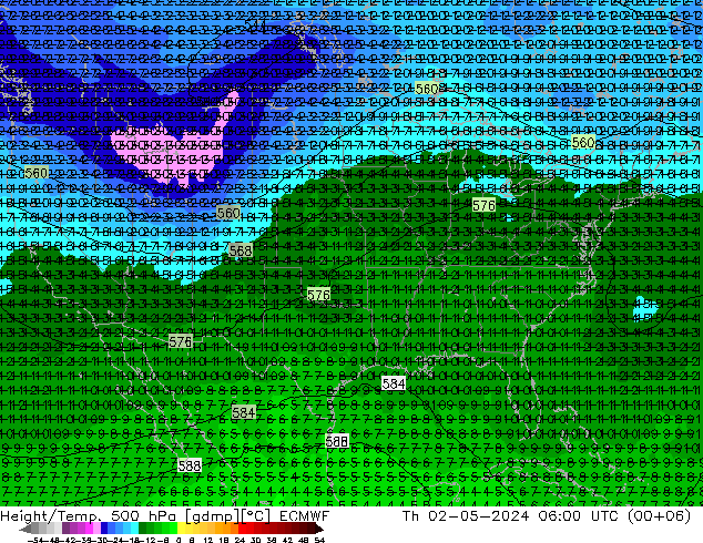 Z500/Rain (+SLP)/Z850 ECMWF Do 02.05.2024 06 UTC