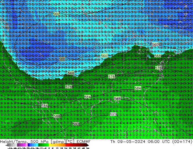 Z500/Rain (+SLP)/Z850 ECMWF Qui 09.05.2024 06 UTC