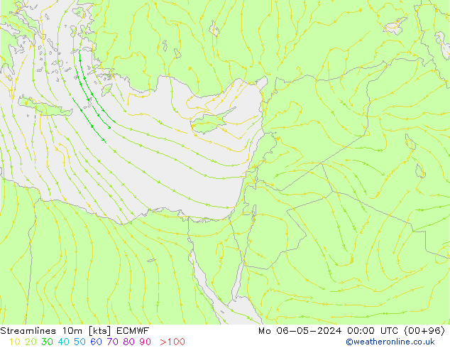Línea de corriente 10m ECMWF lun 06.05.2024 00 UTC