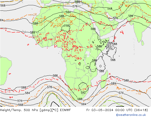 Z500/Rain (+SLP)/Z850 ECMWF pt. 03.05.2024 00 UTC