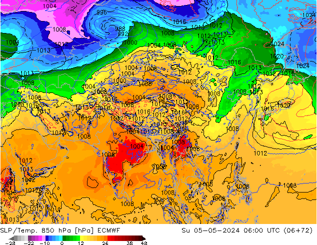 SLP/Temp. 850 hPa ECMWF dim 05.05.2024 06 UTC