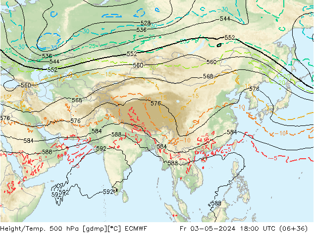 Yükseklik/Sıc. 500 hPa ECMWF Cu 03.05.2024 18 UTC