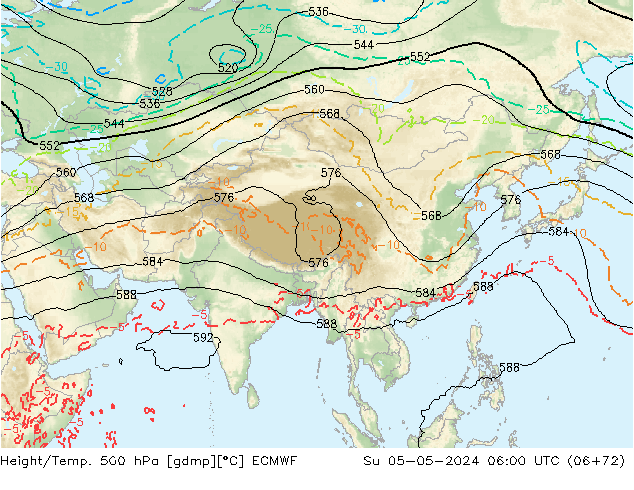 Z500/Rain (+SLP)/Z850 ECMWF dim 05.05.2024 06 UTC