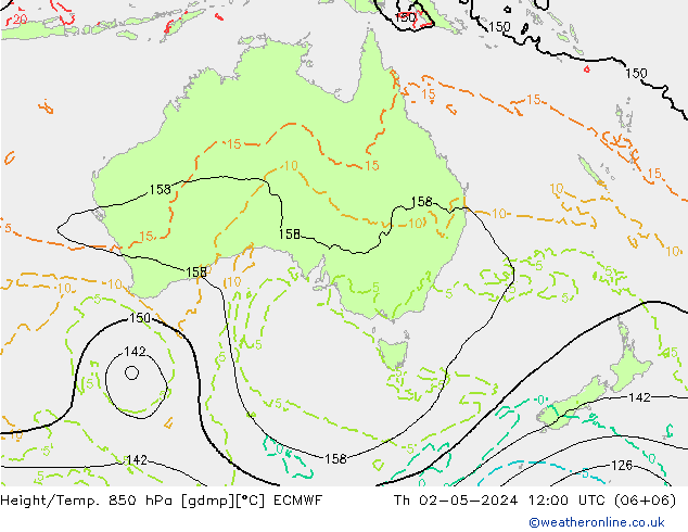 Z500/Rain (+SLP)/Z850 ECMWF Th 02.05.2024 12 UTC