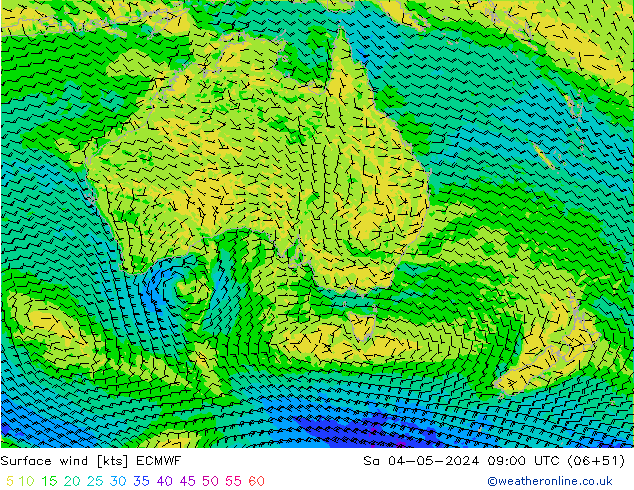 Surface wind ECMWF Sa 04.05.2024 09 UTC