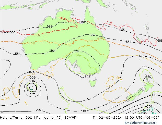 Z500/Rain (+SLP)/Z850 ECMWF jue 02.05.2024 12 UTC