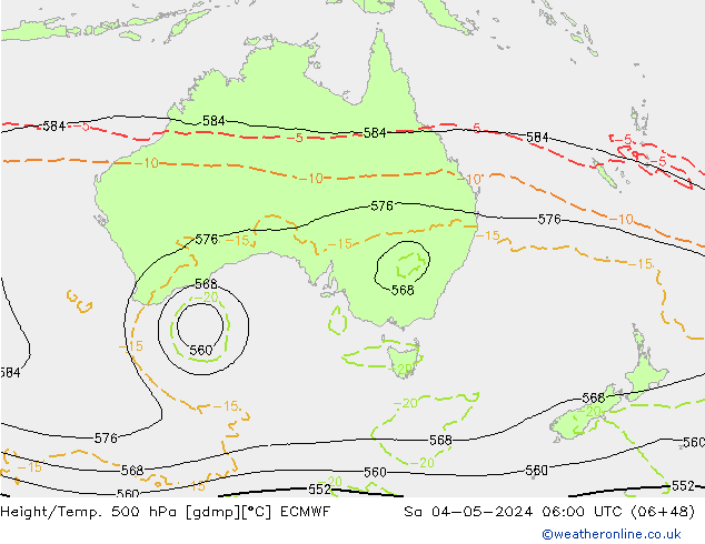 Z500/Yağmur (+YB)/Z850 ECMWF Cts 04.05.2024 06 UTC