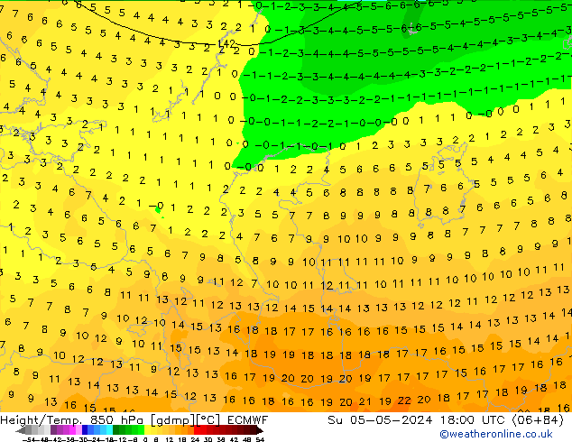 Z500/Rain (+SLP)/Z850 ECMWF Su 05.05.2024 18 UTC