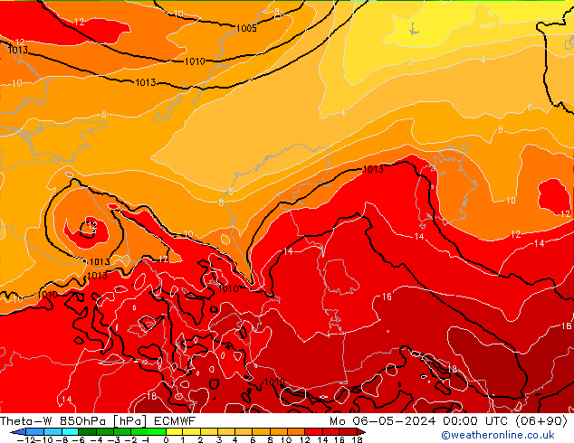 Theta-W 850hPa ECMWF Mo 06.05.2024 00 UTC