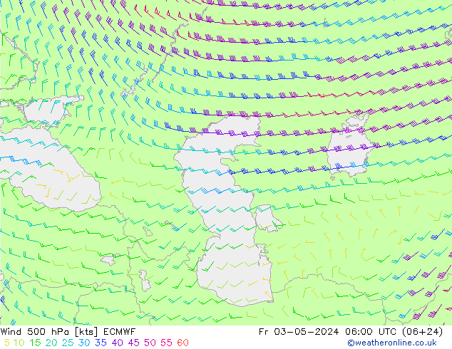 Wind 500 hPa ECMWF Fr 03.05.2024 06 UTC