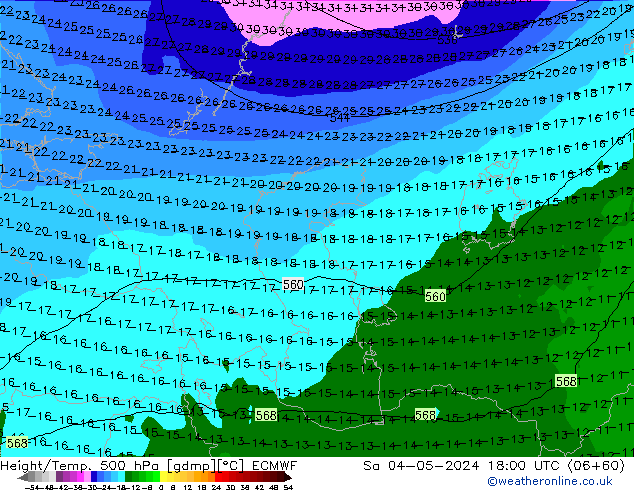 Z500/Rain (+SLP)/Z850 ECMWF Sa 04.05.2024 18 UTC