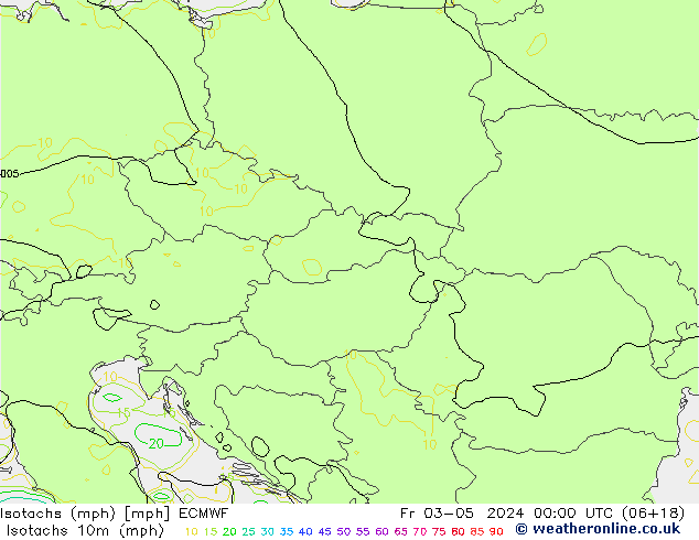 Isotachen (mph) ECMWF Fr 03.05.2024 00 UTC