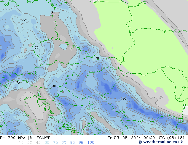 RH 700 hPa ECMWF  03.05.2024 00 UTC