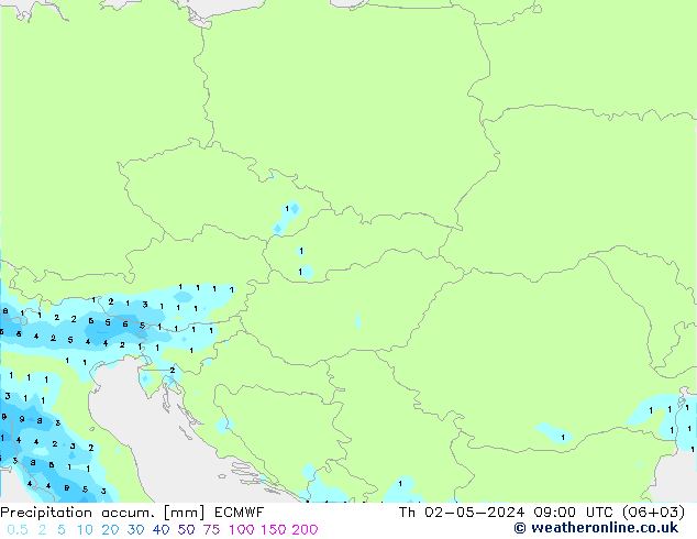 Precipitación acum. ECMWF jue 02.05.2024 09 UTC