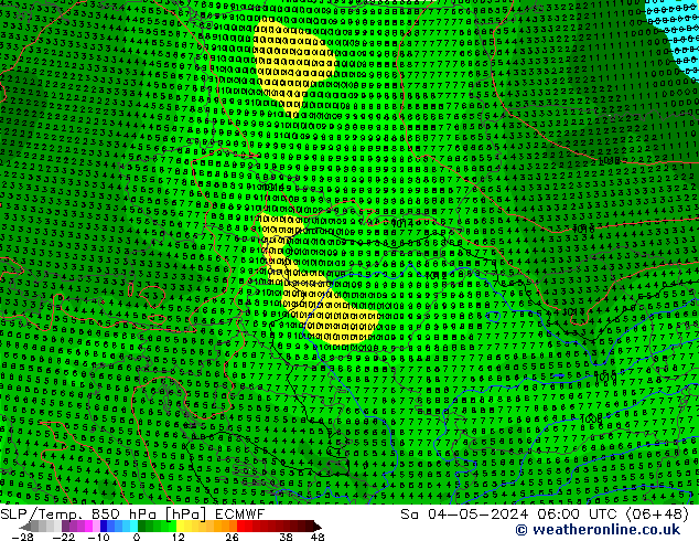 SLP/Temp. 850 hPa ECMWF So 04.05.2024 06 UTC