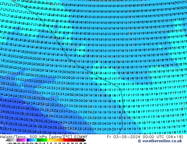 Z500/Yağmur (+YB)/Z850 ECMWF Cu 03.05.2024 00 UTC