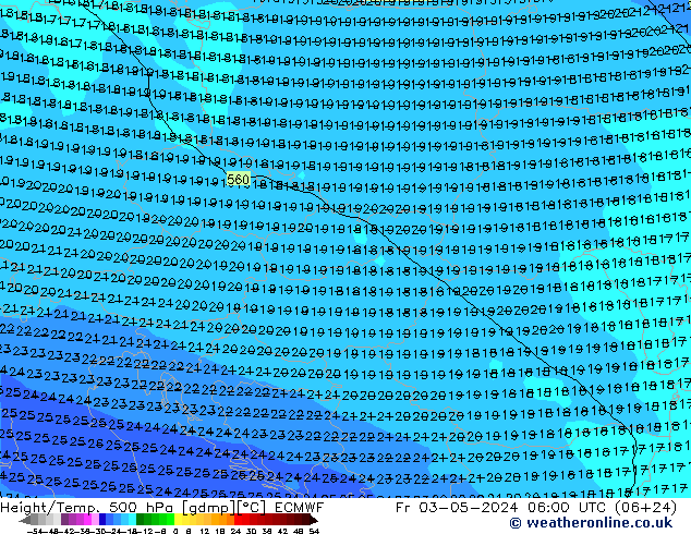 Z500/Rain (+SLP)/Z850 ECMWF ven 03.05.2024 06 UTC