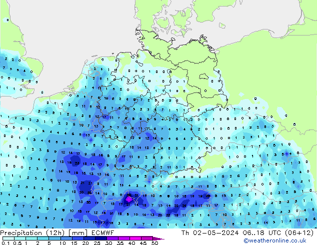 Precipitação (12h) ECMWF Qui 02.05.2024 18 UTC