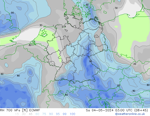 RH 700 hPa ECMWF Sa 04.05.2024 03 UTC