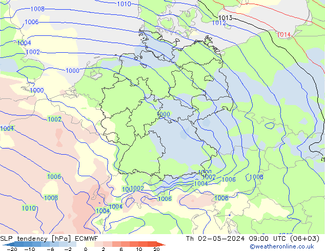 Tendencia de presión ECMWF jue 02.05.2024 09 UTC