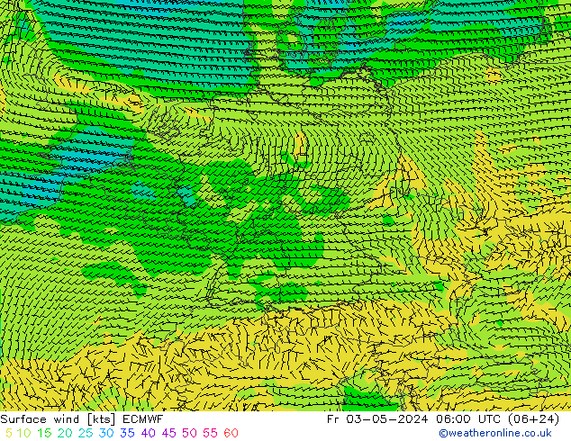 Surface wind ECMWF Fr 03.05.2024 06 UTC