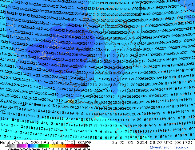 Z500/Rain (+SLP)/Z850 ECMWF dim 05.05.2024 06 UTC