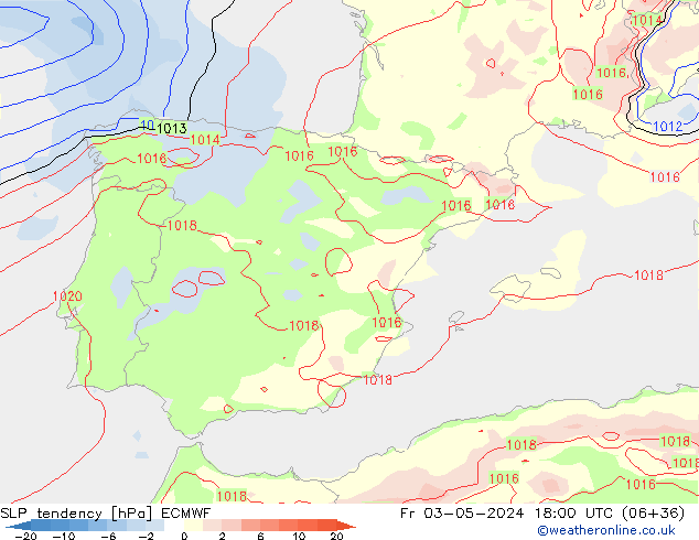 тенденция давления ECMWF пт 03.05.2024 18 UTC