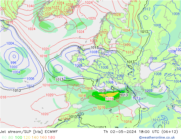 Polarjet/Bodendruck ECMWF Do 02.05.2024 18 UTC