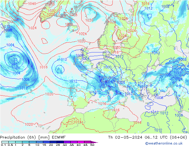 Z500/Rain (+SLP)/Z850 ECMWF Th 02.05.2024 12 UTC