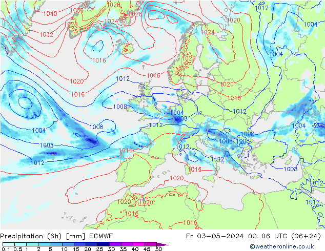 Z500/Rain (+SLP)/Z850 ECMWF Fr 03.05.2024 06 UTC