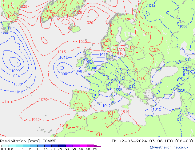 Precipitation ECMWF Th 02.05.2024 06 UTC