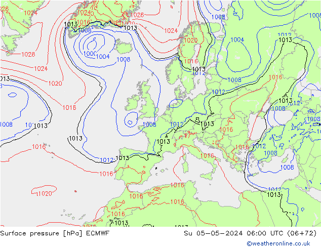 Presión superficial ECMWF dom 05.05.2024 06 UTC