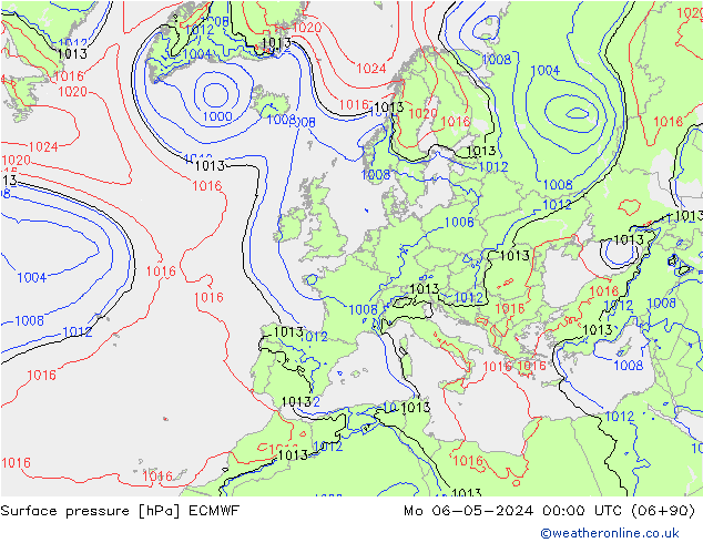 Presión superficial ECMWF lun 06.05.2024 00 UTC