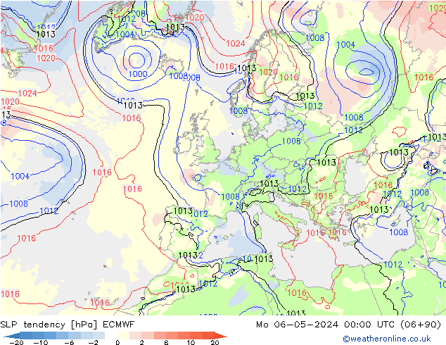 Drucktendenz ECMWF Mo 06.05.2024 00 UTC