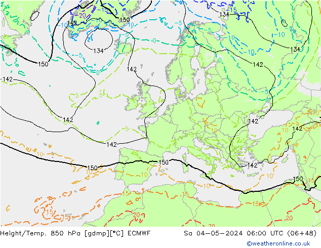 Height/Temp. 850 hPa ECMWF Sa 04.05.2024 06 UTC