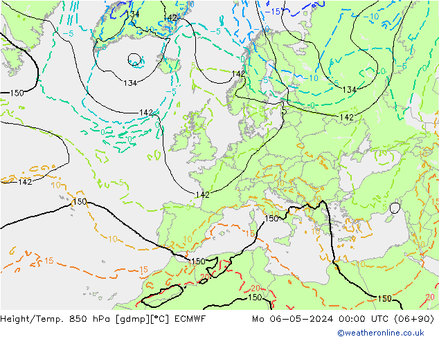 Height/Temp. 850 hPa ECMWF Mo 06.05.2024 00 UTC