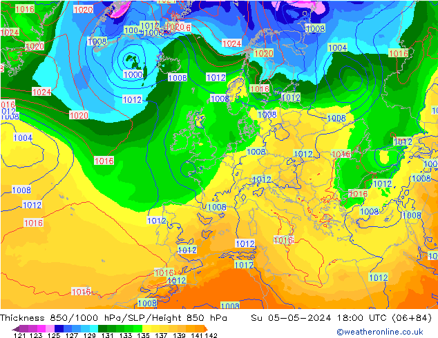 Thck 850-1000 hPa ECMWF dim 05.05.2024 18 UTC