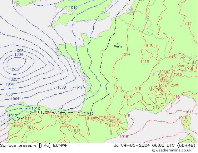 Bodendruck ECMWF Sa 04.05.2024 06 UTC