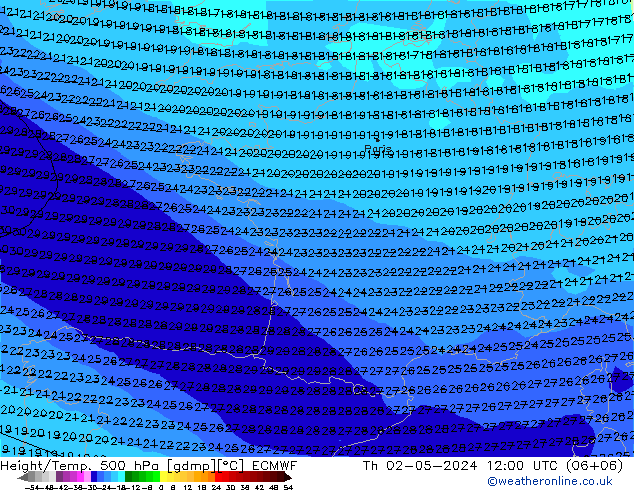Z500/Rain (+SLP)/Z850 ECMWF  02.05.2024 12 UTC