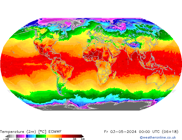 Temperature (2m) ECMWF Fr 03.05.2024 00 UTC